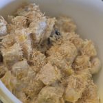 Tamil fruit salad in a white bowl