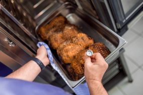 Thermometer for measuring temperature during meat preparation in restaurant