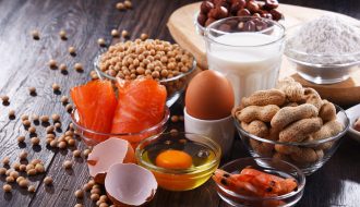 Composition with common food allergens including egg, milk, soya, peanuts, hazelnut, fish, seafood and wheat flour